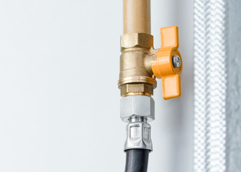 gas pipe with open yellow gas valve